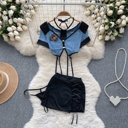 Coquette Lace Lingerie Set Sexy Mesh Bodysuit Valentines Day Sleepwear Gothic Strappy Catsuit Intimate Nightwear Romper