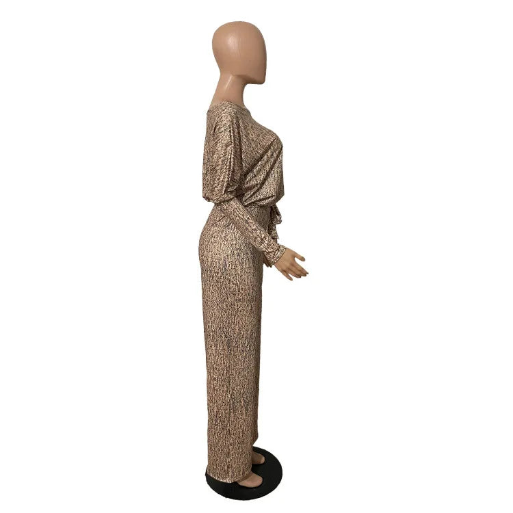 Jumpsuits Women 2022 Spring Long Sleeve High Waist Loose Belt Wide Leg Jumpsuit Elegant Office Ne Piece Outfit Party Overalls