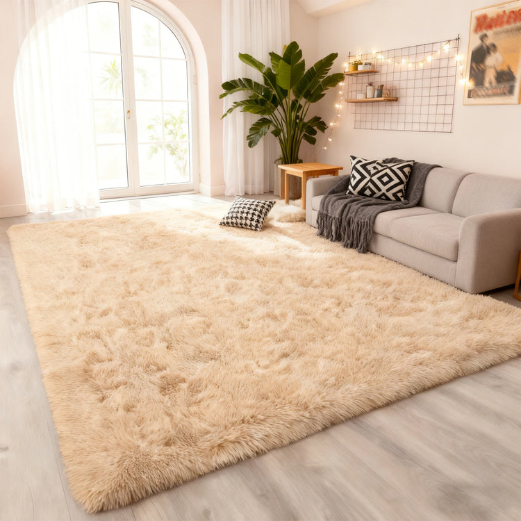 Area Rugs for Living Room Bedroom: Camel Soft Fluffy Shag Upgrade Non-Slip High Pile Carpet Large Fuzzy Plush Indoor Floor Decor Shaggy Rug Dorms Playroom Nursery Modern Hom