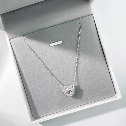 COSYA 1-4CT Heart Cut Moissanite Necklaces For Women 100% S925 Silver D Color Halo Diamond Pendant Fine Jewelry Gift Certified