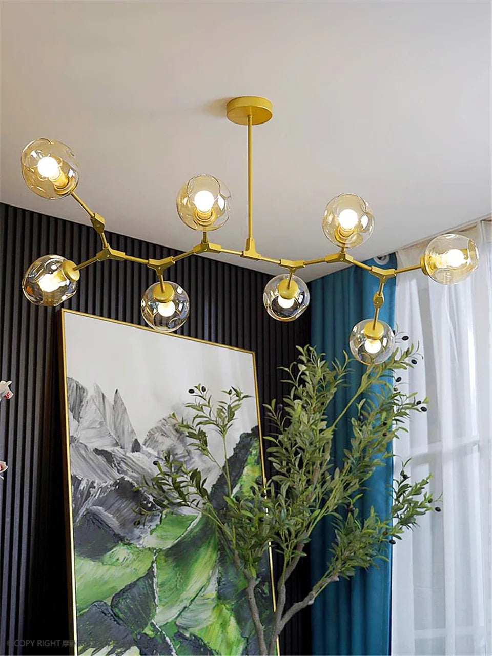 Italy Designer LED Modern Pendant Lights Branching Ceiling Lamp Chandelier Glass Lampshade Suspension Lighting Kitchen Dining