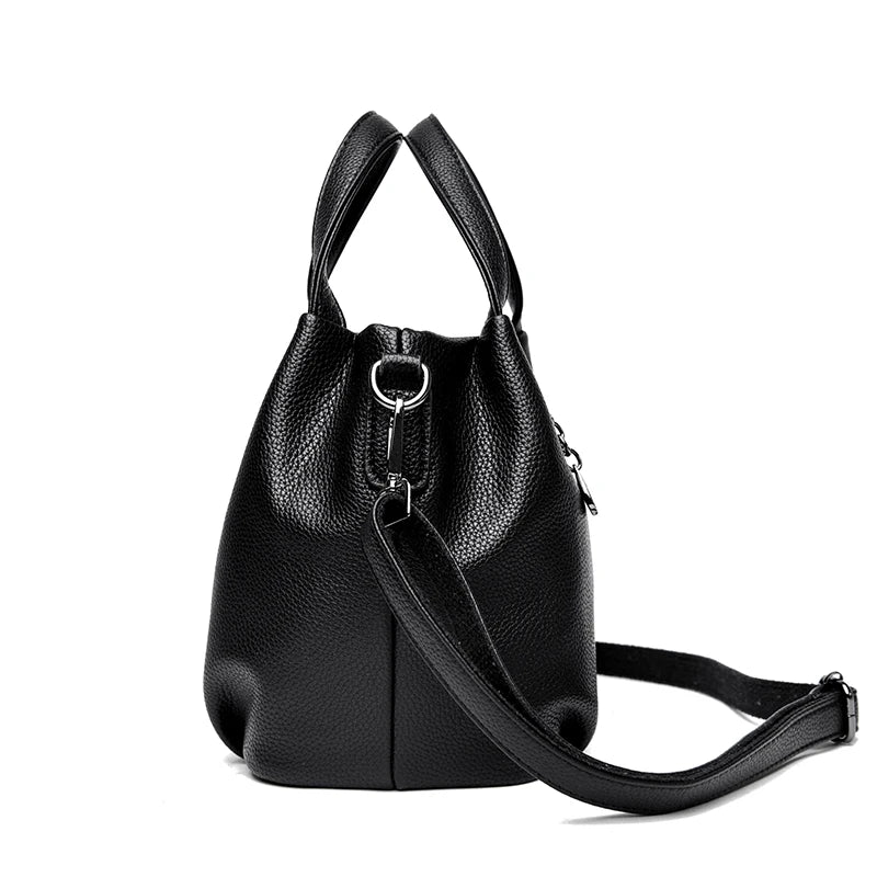Genuine Soft PU Leather Handbags for Women Vintage Shoulder Tote Bag Luxury Designer Ladies Large Capacity Purse Bags Sac A Main