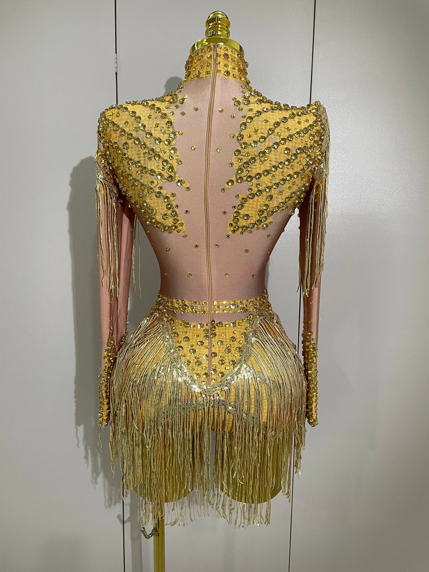 Sparkly Rhinestone Sequin Tassel Stretch Bodysuits 2025 New Arrival Women Birthday Party Nightclub Dj Stage Performance Costume