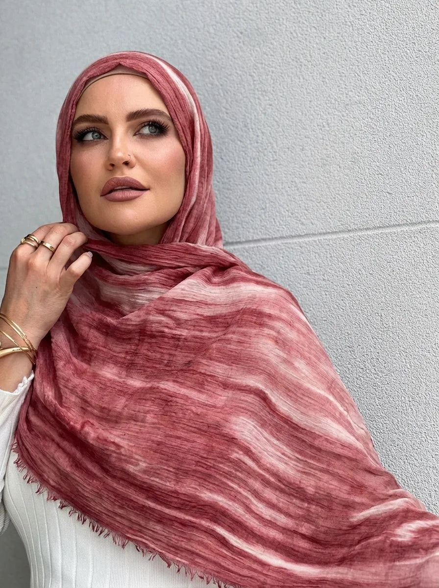 Women Big Size Plain Solid Cotton Rayon Crease Hijab Scarf Lady High Quality Wraps and Shawls Musulman Headband Islamic Turban