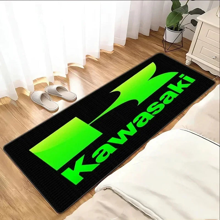 Kawasaki Motorcycle Carpet Garage Mat Racing Cool Moto Display Motorcycle Display Mat Kawasaki Anti-slip Floor Decoration Rug