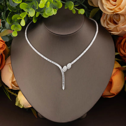 1 set of minimalist style jewelry set with high-grade cubic zirconia marquise design, suitable for women to wear at weddings and banquets. Gift box not included