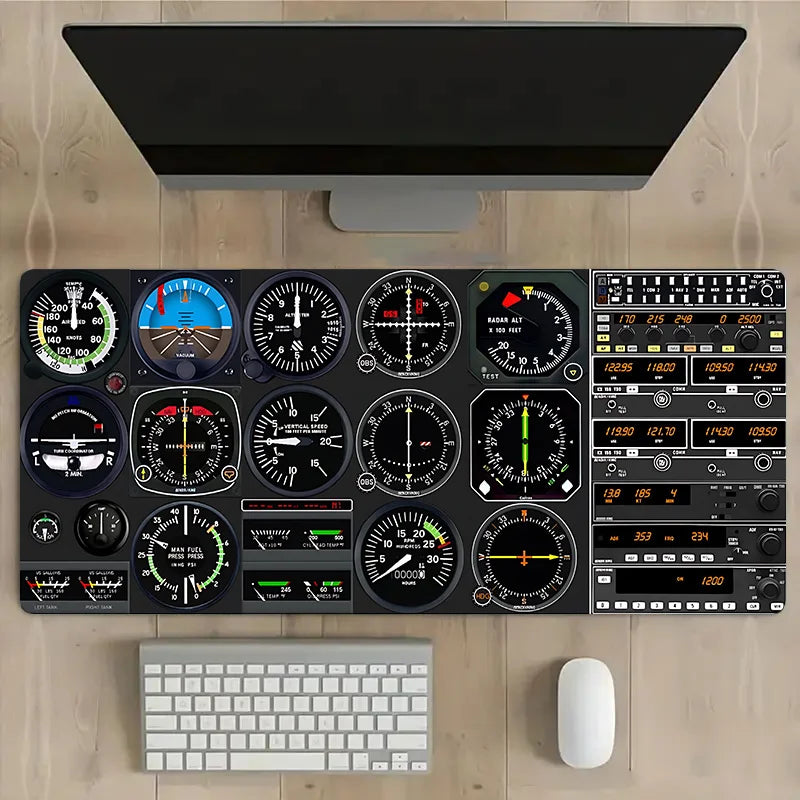 Airplane Dashboard Mouse Pad Large Rubber Base Anti-slip PC Desk Accessories Mousepad for Office & Gamer Keyboard Mats Decor Mat