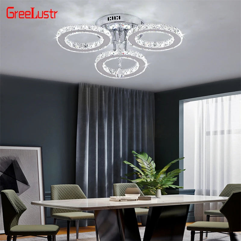 Modern Pendant Light Led Crystal Ring Ceiling Lamp Living Dining Room Chandelier Lustre Bedroom Luxury Home Decor Fixture Lumina