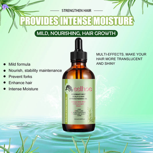 EELHOE Rosemary Hair Care Essential Oil - Reduces Frizz, Enhances Shine, Mint-Infused, Nourishing Care for Women and Men 1set