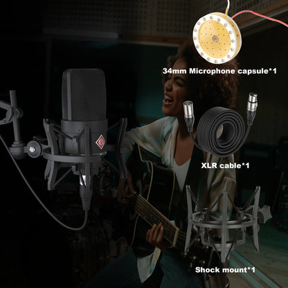 AMX 103 XLR Condenser Microphone 48V Phantom Power Mic for Audio Interface Mixer Studio Recording Podcast Streaming Voice Over