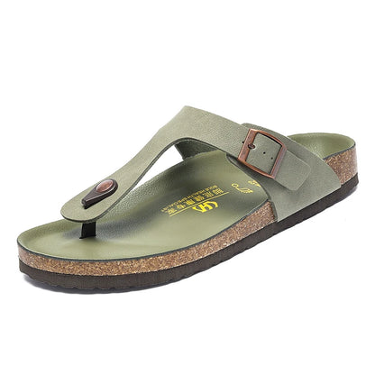 Men Leather Sandals Summer Classic Boys Shoes Slippers Soft Sandals Roman Comfortable Outdoor Beach Walking Footwear All-Match