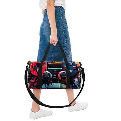 Classic Popular game controller 3D Print Large Capacity Travel Bags Barrel Shape Crossbody Bag Outdoor Sports Bags Gym Yoga Bag