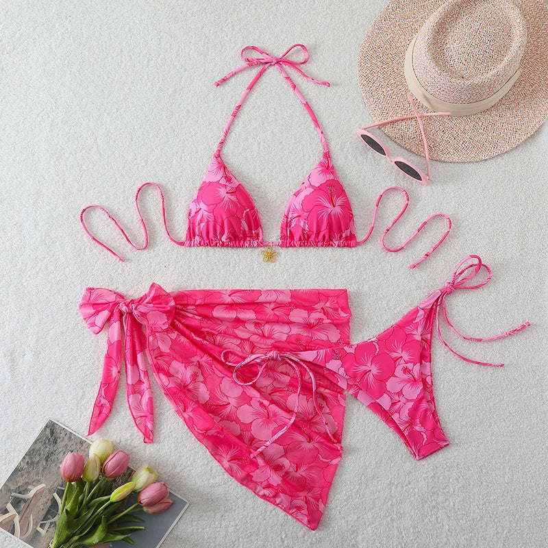 Sexy Swimsuit Women's Bikinis Swimwear Woman 2026 Bathing Suit 3 Piece Triangle Bikinis Sets Beach Dress Wear Cover Up Beachwear