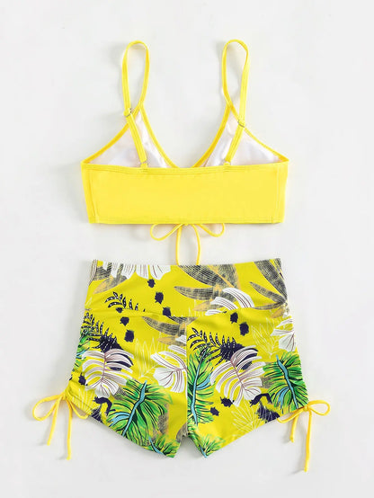 Drawstring Front Shorts Bikinis 2026 High Waist Swimsuit Women Swimwear Female Bathers Bathing Swimming Swim Suit Beachwear