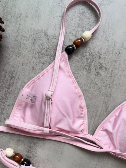 Sexy Brown Bikini Set 2026 Women Pearls Strap Hole Out Push Up Bra Thong Swimsuit Brazilian Beach Bathing Suit Micro Swimwear