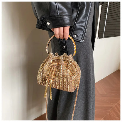 luxury Designer purses and handbags bags for women bucket clutch purse evening banquet bag Crystal rhinestone shoulder bag