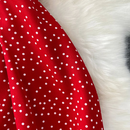 Summer Women Polka Dot Long Dress Vintage V-Neck Flying Sleeve High Waist Single Breasted A-Line Casual Vestidos Female Robe New
