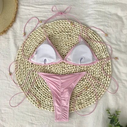 Bathing Suit Women Micro Bikini Sexy Swimsuit Female Swimwear Solid Mini Bikini Set Brazilian Biquini Swimming Suits Beachwear