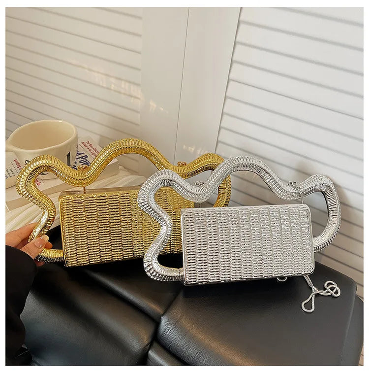 2026 Luxury Designer Women's Shoulder Bags Silver Evening Clutch Bag Trend Clip Party Purse Fashion Crossbody Handbag
