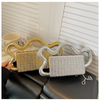 2026 Luxury Designer Women's Shoulder Bags Silver Evening Clutch Bag Trend Clip Party Purse Fashion Crossbody Handbag