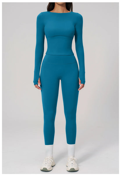 Yoga Set 2PCS Women Tracksuit Sportswear Workout Clothes Athletic Wear Gym Clothing Legging Fitness Top Long Sleeve Sports Suits