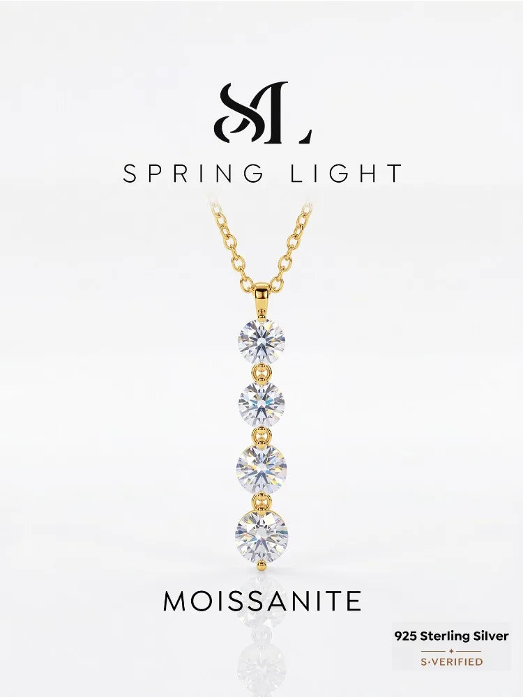 Real 0.5CT Round Moissanite Diamond Gorgeous Necklace For Women 925 Sterling Silver Anniversary Party High Quality Fine Jewelry