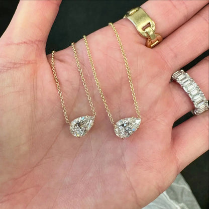 GXTRS 1/2/3CT Pear Cut Moissanite Pendant Necklace For Women S925 Silver Waterdrop Lab Diamond Neck Chain Fine Jewelry Certified