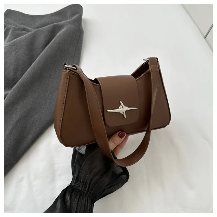Silver Shoulder Bags for Women 2024 Classic Y2K Small Purse Glossy PU Leather Luxury Brand Female Underarm Handbags Daily Bag