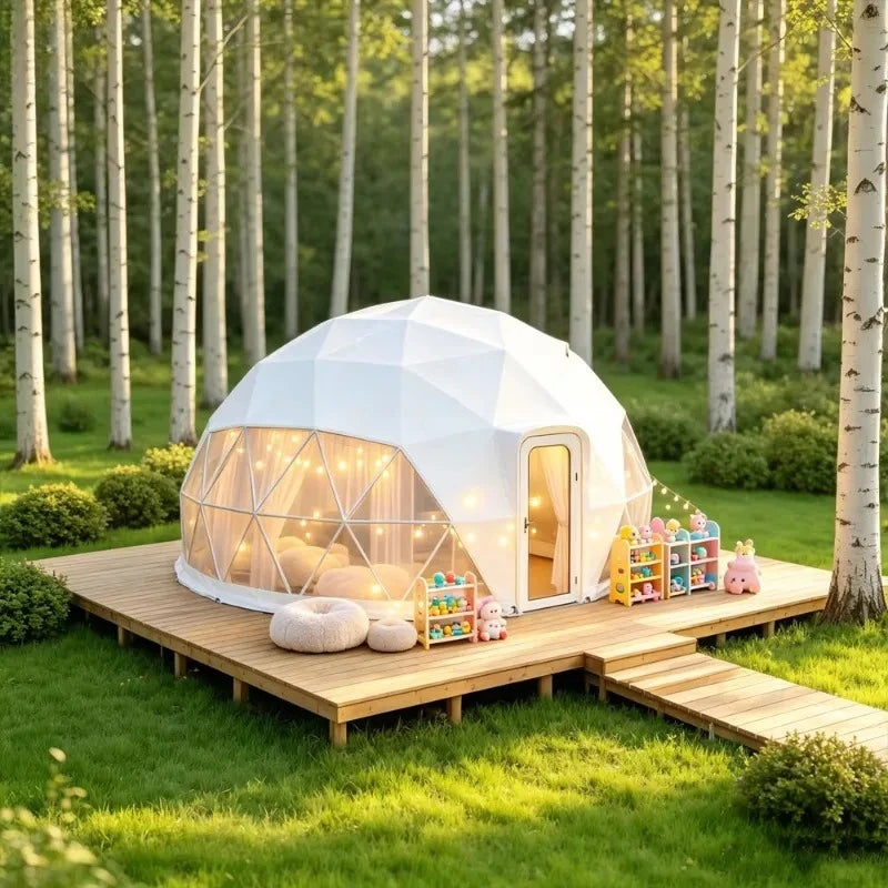 Luxury Modern Geodesic Dome Tent, PVC Canvas Cover Four‑Season Double‑Layer Waterproof for Outdoor Glamping Camping