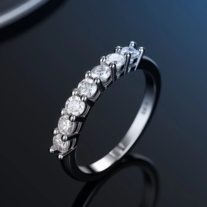 100% Pass Diamond Tester Pen Moissanite Ring Matching Wedding Diamond Band for Women 925 Sterling Silver Female Single Tail Ring
