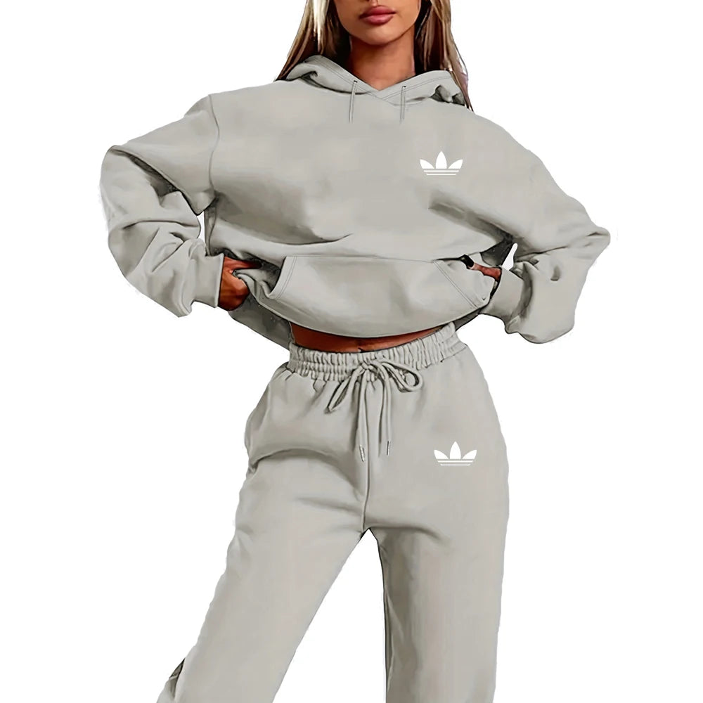 Women Tracksuit Autumn Winter Hoodies Trousers 2PCS Suit Sports Jogging Street High Quality Clothes Pants Sets Casual Fitness