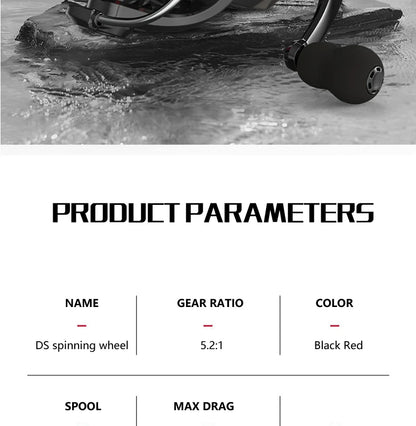 Left/Right Interchangeable Spinning Fishing Reel 5.2:1 Gear Ratio Metal Bearing Fishing Wheel Baitcasting Reel Carp Fishing