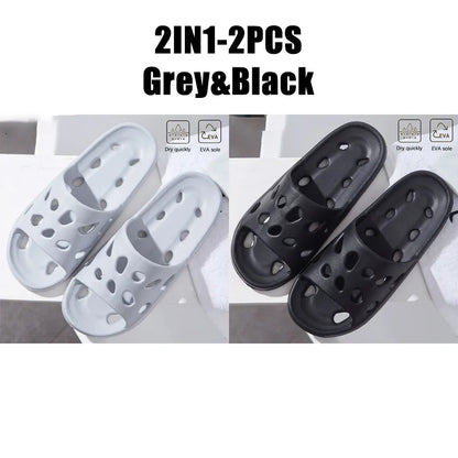 Bathroom House Cheese Slippers Light Weight Water Leaky Beach Flip Flop Non-slip Pool Swimming Aqua Shoes
