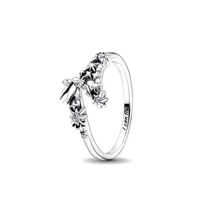 European New 925 Silver Heart-Shaped,Floral,Square Ring Suitable for Exquisite High-Quality Jewelry for Women at Wedding Parties