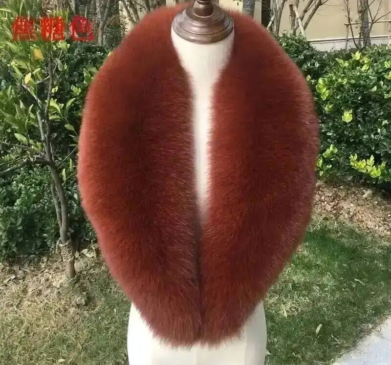 Natural Color Raccoon Fox Real Fur Collar Scarf Genuine Big Size Scarves Warp Shawl Neck Warmer Stole Muffler with Clip Loops #6