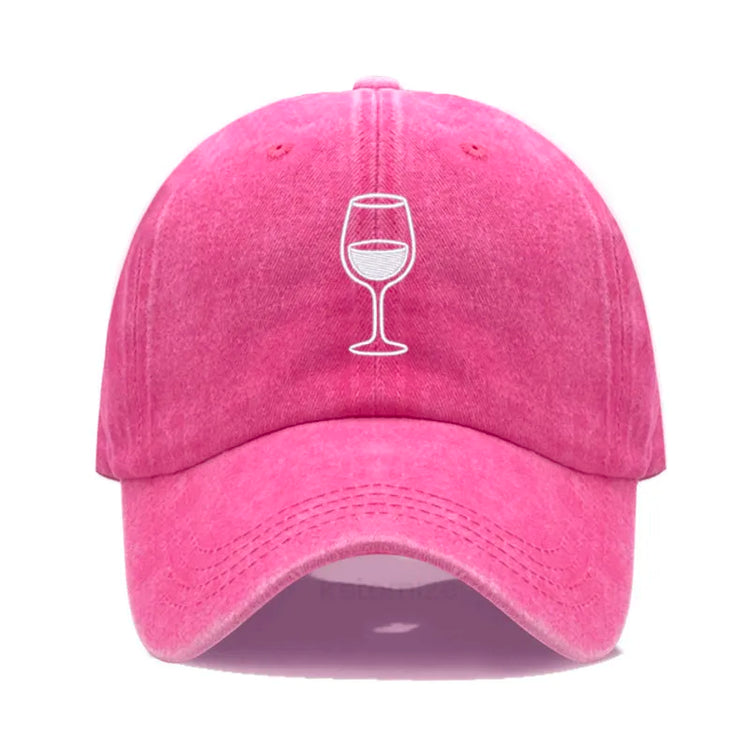 Wine Glass Embroidery Baseball Cap For Men Women Soft Cotton Adjustable Dad Hat Unisex Casual Sport Visor Golf Caps