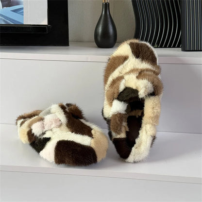 Slippers Shoes for Women 2026 Flat Real Fur Mink Slippers Soft Indoor Women's Slippers Flip Flops Woman Luxury Designer Shoes