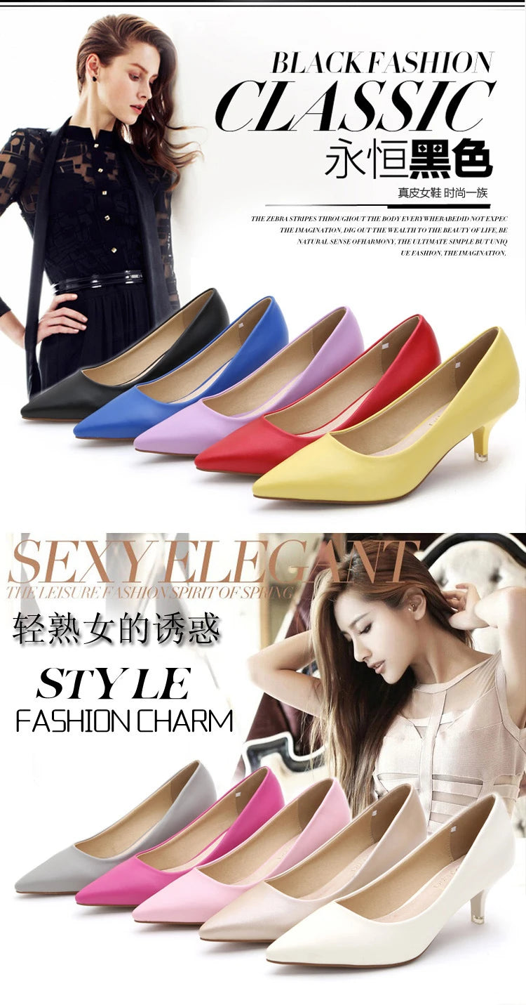 Professional High Heels Women Pointed Shallow Mouthed Single Shoes Black Slim Heeled Flight Attendant Formal Work Shoes Pumps