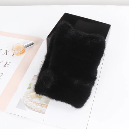 Winter Outdoor Female Knitted Real Mink Fur Ring Scarf Women Warm Good Elastic Genuine Mink Fur Wrap Scarves Lady Fur Headbands