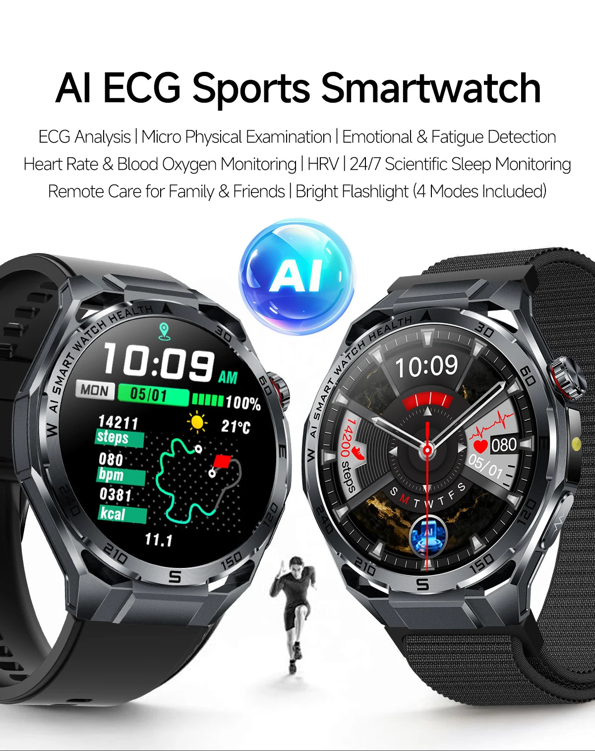 2026 New ECG+PPG Body Fat Analysis Health Smart Watch Uric Acid BP Blood Oxygen Bluetooth call Sports Smart Watch For Men Women