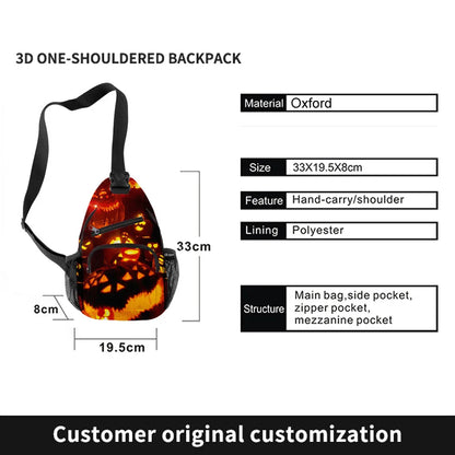 Fashion Youthful Halloween Skeleton Boys/Girls 3D Printed Chest Bags Oxford Waterproof Sports Crossbody Travel Bag Shoulder Bags