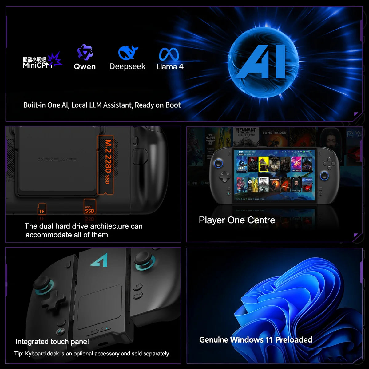 ONEXPLAYER X2 Mini Pro 3-in-1 Handheld Game Console AMD Ryzen AI Max+388 8.8 Inch Windows 11 Portable Gaming PC Tablet Laptop