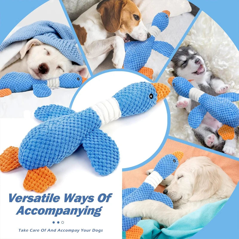 Yellow Duck Dog Toys for Aggressive Chewers Cats Dogs Chew Squeak Toy with Quacking Sound Interactive Plush Doll Toy Pet Supplie