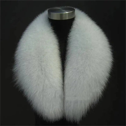 Natural Color Raccoon Fox Real Fur Collar Scarf Genuine Big Size Scarves Warp Shawl Neck Warmer Stole Muffler with Clip Loops #6