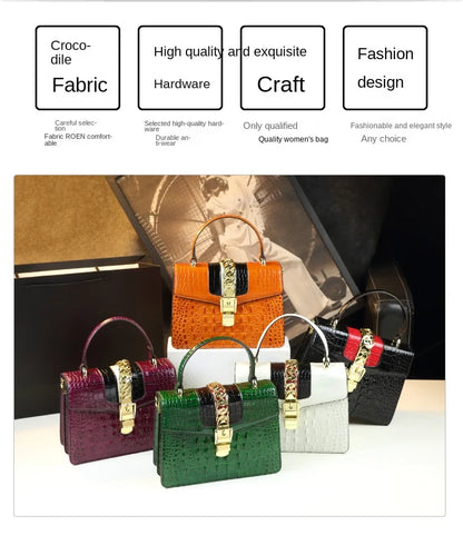 Luxury Fashion Brand Women's Handbags Genuine Leather Shoulder Crossbody Bag Crocodile Small Hard Square Portable Messenger Bags