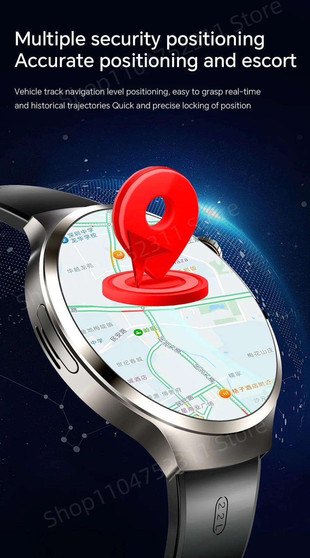 4G 5G Cellular Version Android 13.0 Smartwatch GPS Wifi Smart Watch With 190° Rotary Camera Dual System WIFI Google Play Store