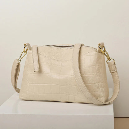 100% Genuine Cowhide Crocod Pattern Luxury Shoulder Bags For Women Designer Solid Color Soft Crossbody Bag Handbags Purses Sac