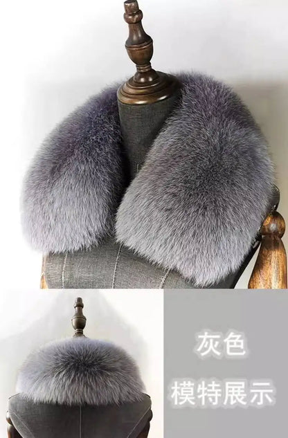 Natural Fox Fur Collar Removable Real Fur Square Collar for Coat Fashion Accessory for Women down Jacket Large Scarf Scarves