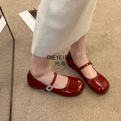 New Spring Autumn Women Ballet Flats Comfort Round Toe Soft Sole Leather Shoes Ladies Daily Wear Dress Mary Jane Shoes