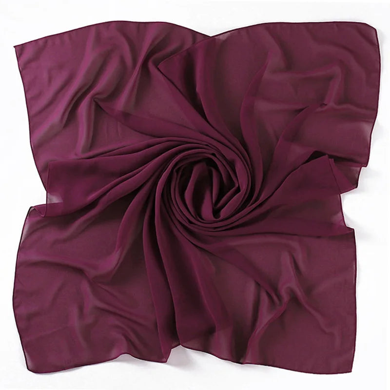 90*90CM Headwrap Heavy Chiffon Square Scarf Muslim Hijabs Women Underscarf Fashion Casual Plain Color Hijab